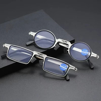Lunettes de lecture pliantes unisexes, verres transparents, monture entièrement métallique, anti-lumière bleue, livrées avec étui pour hommes et femmes
