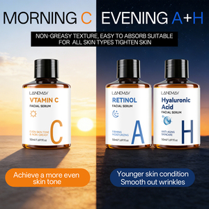 Set Personalizzato <span class=keywords><strong>di</strong></span> Lusso per la Cura del Viso Giorno e Notte Sbiancante Illuminante Anti-rughe Anti-età con Acido Ialuronico Vitamina C Retinolo Siero Viso - Product Image 3