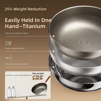 Wok en titane pur 30 cm, 100 % titane TA1, poêle antiadhésive sans revêtement, qualité médicale, léger, compatible avec toutes les cuisinières, 4,5 L