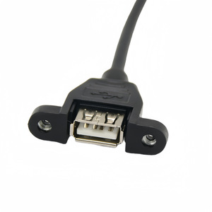 Mini <b>Usb</b> To <b>Usb</b> Female Extension Cable 0.5m With Screw Holes T Type Connector For Data Transfer Black - Product Image 1