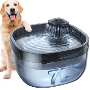 Fontaine à eau automatique sans fil pour animaux domestiques (chats et chiens) 7L, rechargeable, avec capteur de mouvement, design moderne, noire - Product Image 1