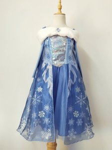 <span class=keywords><strong>Vestito</strong></span> da Principessa <span class=keywords><strong>Elsa</strong></span> <span class=keywords><strong>di</strong></span> Frozen a Maniche Lunghe, Nuovo Stile Invernale per Bambine, Non Sbiadisce, 100% Polvere - Product Image 2