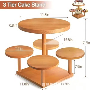 ชั้นวางขนมหวานไม้หลายชั้น 3 ชั้น สำหรับจัดแสดงเค้กในงานปาร์ตี้ - Product Image 5