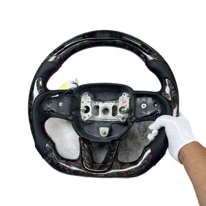 Volante de fibra de carbono forjado LED modificado para Dodge Charger Challenger Hellcat <span class=keywords><strong>2015</strong></span> + <span class=keywords><strong>Jeep</strong></span> <span class=keywords><strong>Grand</strong></span> <span class=keywords><strong>Cherokee</strong></span> Trackhawk <span class=keywords><strong>SRT</strong></span> - Product Image 4