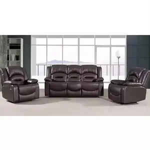 Juego de sofás de buena calidad 3 2 1 sofá reclinable de cuero electrónico reclinable