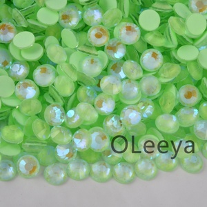 OLeeya Usine Vente en Gros Péridot Série Couleurs Non Hot Fix Cristaux de Verre Dos Plat Non Hotfix Strass pour Ongles Décoration - Product Image 3