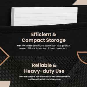 10-Pocket 600D Oxford <b>File</b> Pocket Chart, Over Door Hanging Organizer for <b>Files</b> Magazines, Wall <b>Storage</b> for Classroom Office Home - Product Image 4