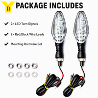 Clignotant LED pour moto YD, lentille facetée en forme de larme, 12V E11, ambre, tige flexible, montage à vis, voyant lumineux