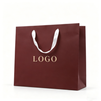 Sacs cadeaux de luxe bordeaux avec logo personnalisé, sacs en papier élégants pour parfums, montres, bijoux, emballage haut de gamme