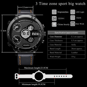 <span class=keywords><strong>Reloj</strong></span> de Pulsera <span class=keywords><strong>BOAMIGO</strong></span> para Hombre, <span class=keywords><strong>Reloj</strong></span> Deportivo de Cuarzo, Digital, Analógico, con 3 Relojes, Color Marrón, Resistente al Agua - Product Image 4