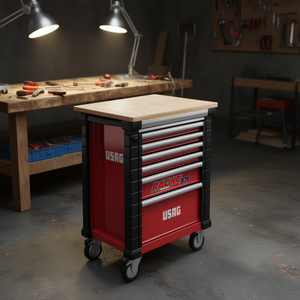 USAG Racing 519 Tool Cabinet With Wooden Top And Wheels For <b>Workshop</b> <b>Storage</b> - Product Image 3