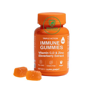 Gommes à triple action pour stimuler le système immunitaire: mélange de vitamines C, D, zinc + sureau noir, curcuma, gingembre et échinacée - Product Image 1