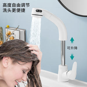 Grifo de Baño Extraíble con Rociador, Monomando, Manguera Flexible de 60 cm, Montaje en Cubierta, Estilo Contemporáneo, Válvula de Cerámica - Product Image 3