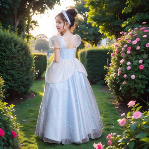 Abito da ballo all'uncinetto per bambine, modello Principessa, 2025 Nuovo Blu, Costume da Principessa <span class=keywords><strong>Elsa</strong></span>, per il primo compleanno, con maniche a sbuffo - Product Image 4