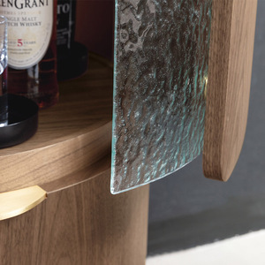 イタリアのミニマリスト無垢材ワインキャビネットモダンなミニマリスト円筒形壁ワインキャビネットホワイトワックスウッドダイニングエッジキャビネット - Product Image 5