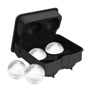 4 Cavity Round Ice Ball Maker Sphere Tray Silicone Mold Cube for Cocktails Whiskey