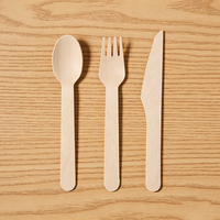 Grossistes, fabricant de cuillères jetables de 160 mm, couverts pour manger, couverts en bois, cuillère en bois de bouleau, couteau, fourchette à vendre