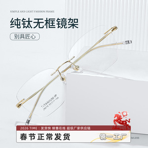 Montura de Gafas Sin Aro Danyang 6019, Ovaladas, Ligeras, de Titanio Puro, Unisex, con Lentes de Plástico para Prescripción - Product Image 5