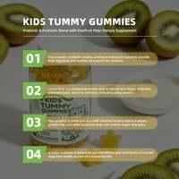 Gummies de soutien intestinal pour enfants : Mélange probiotique et postbiotique avec fibres de kiwi, en forme d'étoile, complément alimentaire quotidien pour enfants