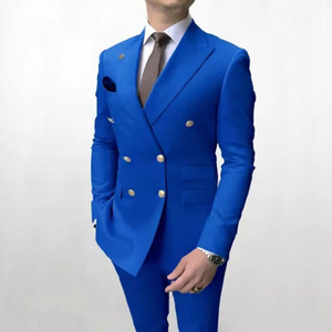 Costume de mariage classique pour <span class=keywords><strong>homme</strong></span>, bleu ciel, coupe ajustée, croisé, style italien, grande taille, sur mesure, pour témoin, avec pantalon à braguette zippée - Product Image 3