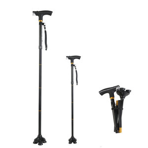 Bastón telescópico multifuncional de aleación de aluminio con 3 articulaciones y punta de goma, bastón plegable para senderismo, equipo de viaje al aire libre - Product Image 2