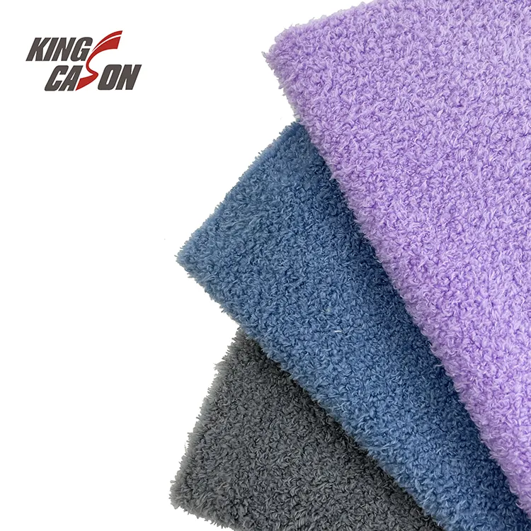 Kingcason Shu Velboa Fleece Single Jersey Cheap Sweater Knit Boucle Spandex For Sweaters Sport Sherpa Fabric