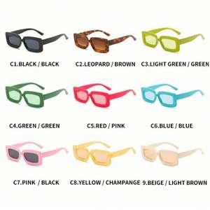 Vente en gros de lunettes de soleil carrées à monture fine et colorée pour femmes, dernières tendances de la mode - Product Image 4