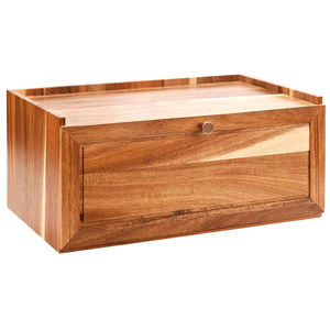 Acacia Wood Bread <b>Box</b> <b>Storage</b> <b>Drawer</b> Type Kitchen Countertop Covered Solid Color JIASHENG - Product Image 1