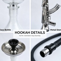 Ensemble de chicha arabe de luxe avec pipe à fumer en verre style AK47 et boîte cadeau