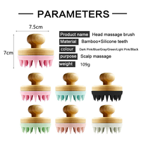 Brosse à shampooing avec manche en bois de bambou naturel et biologique Brosse à cheveux en silicone avec logo personnalisé Brosse à shampooing pour massage du cuir chevelu