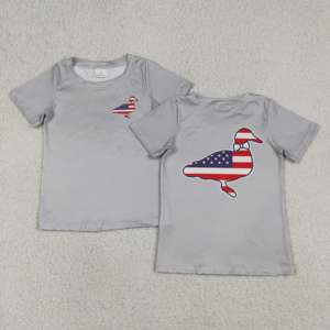 BT1199 rts Camiseta con estampado de pato del 4 de julio para bebé, camiseta de manga corta para niño, ropa de verano - Product Image 1