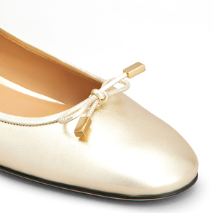 <span class=keywords><strong>Ballerine</strong></span> di Lusso in Pelle Metallizzata <span class=keywords><strong>Oro</strong></span> Champagne per Donne, Decorazione a Fiocco, Morbide, Comode, Leggere, Traspiranti e Antiscivolo - Product Image 3