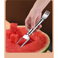Lichtgewicht watermeloen snijvork van roestvrij staal, van Chinese origine, multifunctioneel fruit snijgereedschap voor het snijden van watermeloenblokjes
