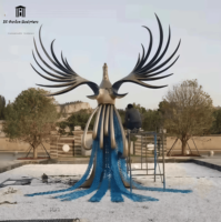 Sculpture en acier inoxydable personnalisée, figurine en métal, carré, parc extérieur, paysage, phénix avec couleur et forme personnalisées