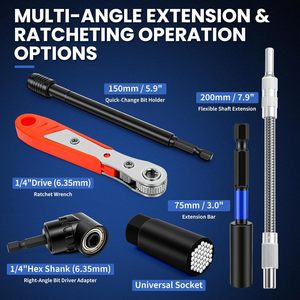 86PCS Magnetic Impact Nut Driver <b>Bit</b> <b>Set</b> SAE/Metric CR-MO (32) Steel <b>Bits</b> (45) Ratchet Wrench 3 Ball-Head Adapters 1293705 12937 - Product Image 2