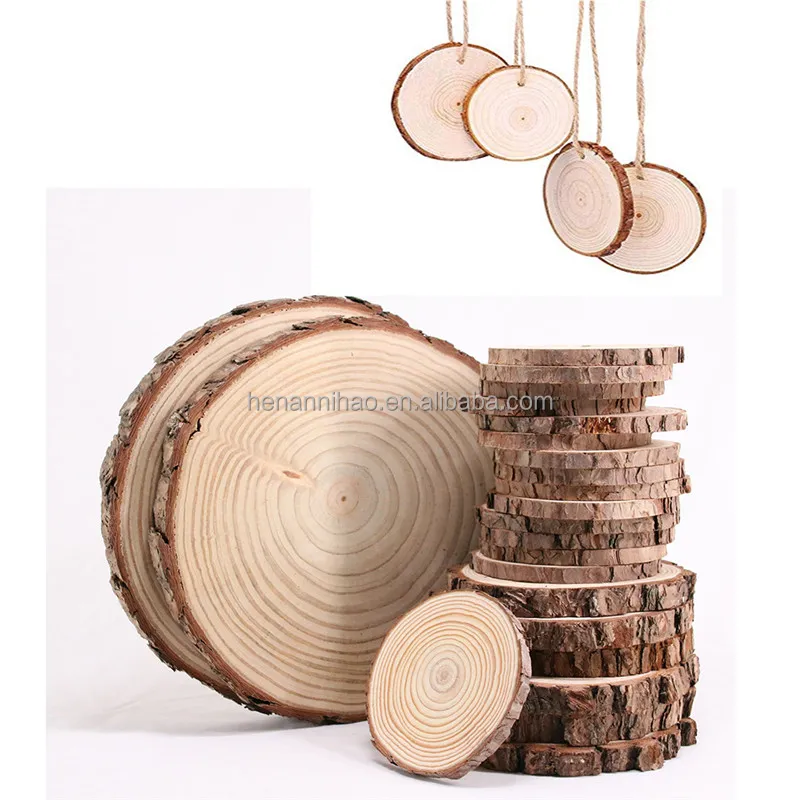 Unfinished Wooden Cut Circles - As Wood Slice Blank Ornaments DIY Crafts Kit Gifts