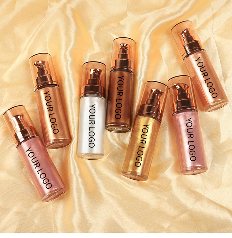 Фирменный макияж без жестокости, искусственный макияж, розовое золото, блестящий пигмент, хайлайтер, блестящая жидкость для тела, мерцающее масло