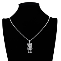 BES Collier pendentif figurine de dessin animé en laiton plaqué or 14K, entièrement serti de zircone cubique, bijoux Hip Hop pour hommes, faible MOQ usine