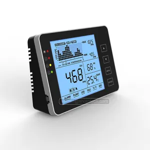 SA1200P Cool Black Air Kwaliteit Monitor Voor Co2, Temperatuur En Vochtigheid, Batterij Inbegrepen Indoor Co2 Detector