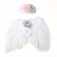 Nouveauté : Ensemble d'ailes d'ange en plumes pour bébé avec bandeau fleuri