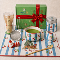 Ensemble de bols à matcha colorés Anji Newell pour Noël, accessoires à thé en céramique faits à la main avec fouet pour la maison, le bureau, le café, cadeau saisonnier