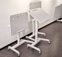 Bureau d'ordinateur moderne ergonomique pour le bureau à domicile, avec vérin à gaz en métal, hauteur réglable, plateau rabattable, panneau en bois superposé, gain de place