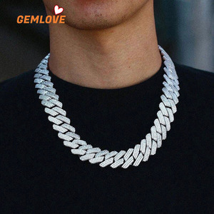Collar Personalizado GEMLOVE para Raperos, Cadena de Eslabones con Diamantes en Oro Blanco, Estilo Hiphop Unisex para Uso Diario - Product Image 3