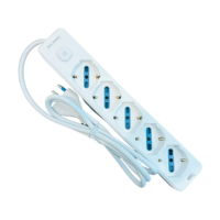 Interruptor de Enchufe Italiano FZF Modelo 305S 16A, 5 Posiciones, 5 Tomas de Corriente, Conexión Eléctrica para Uso Doméstico, Cable de 1.5m, 16A