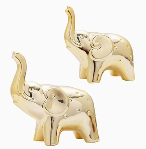 Ornamenti artigianali in oro statuetta di piccoli animali graziosi placcatura in ceramica elefante casa ufficio arredamento tavolo da salotto - Product Image 1