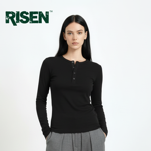 Camisetas Henley Estampadas Transpirables de Manga Larga con Cuello Redondo, Cómodas y Personalizadas, de Algodón, Otoño Invierno 2025, Gran Venta - Product Image 1