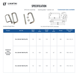 Aluminum Alloy 10mm Round Bar Double Bend U Shape Cabinet Pull Handle with Base <strong>Plate</strong> and Round Washer Enclosure Machine <strong>Door</strong> - Product Image 6