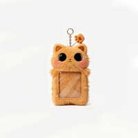 Porte-cartes en peluche Kawaii personnalisé, porte-clés, design animal de dessin animé, OEM, 3 pouces, présentoir pour photocartes K-pop, pour carte d'étudiant, vente en gros