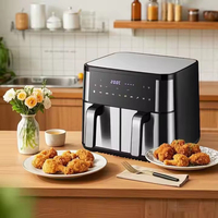 Friteuse à double Air Fryer Four intelligent à double panier avec écran LED coloré Appareil de cuisine commercial de grande capacité