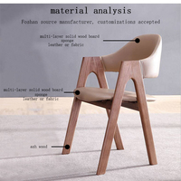 Chaises de salle à manger au design nordique simple, style moderne, pieds en bois massif, structure en MDF, assise rembourrée, accoudoirs pour la maison, le bureau, l'hôtel, les loisirs